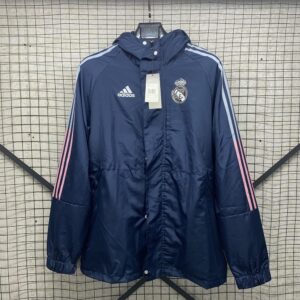 Real Madrid Blue Windbreaker with Hoodie